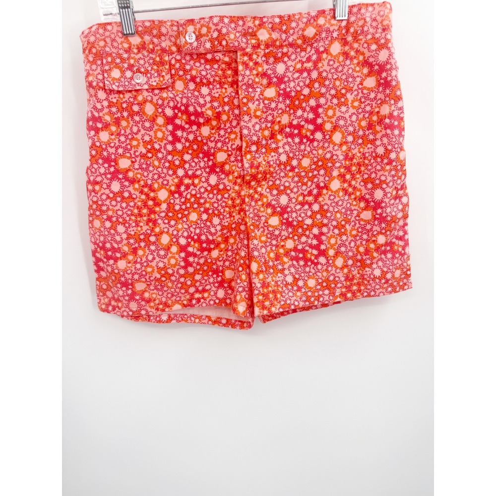 Lilly Pulitzer Mens Stuff Palm Beach Shorts Pink Orange Floral Vintage 36 70s